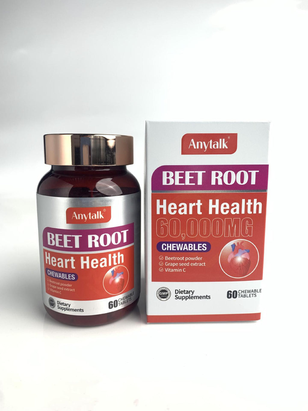 AnyTalk Beet Root Heart Health Chewables, 60 Tablets