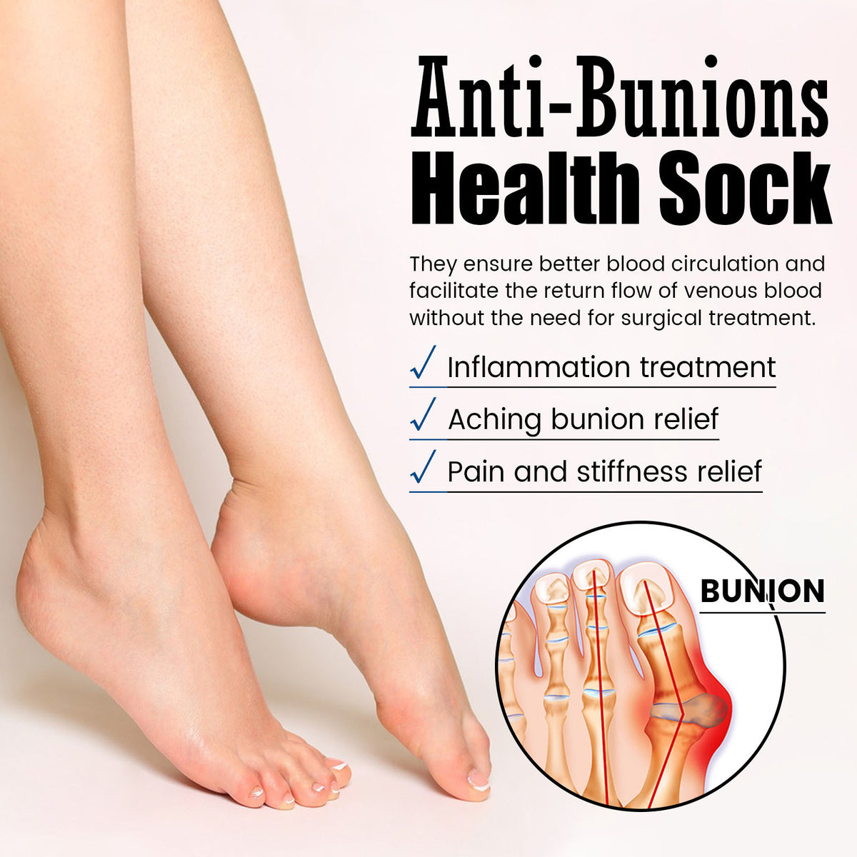 Toe Alignment Socks, Cotton & Nylon