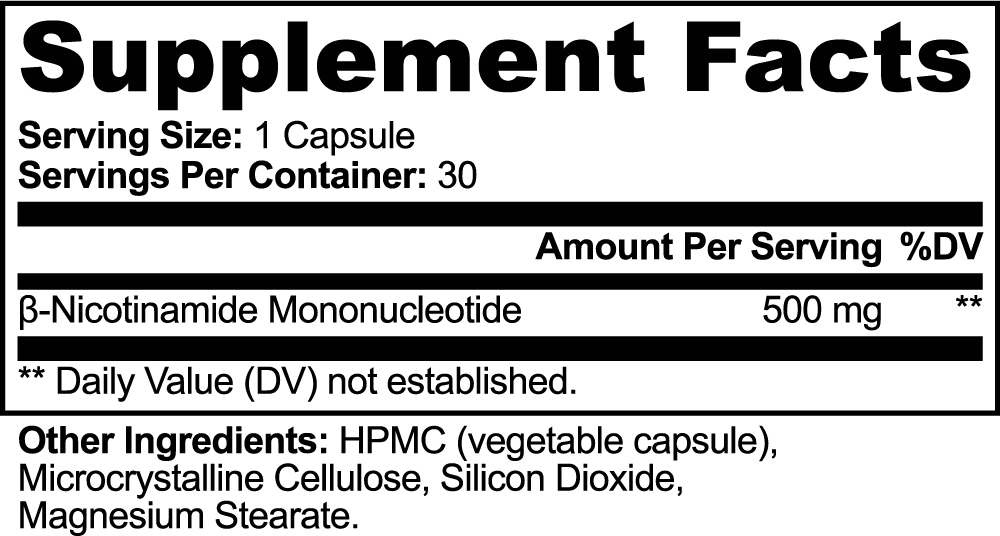 NMN Dietary Supplement, 30 Capsules